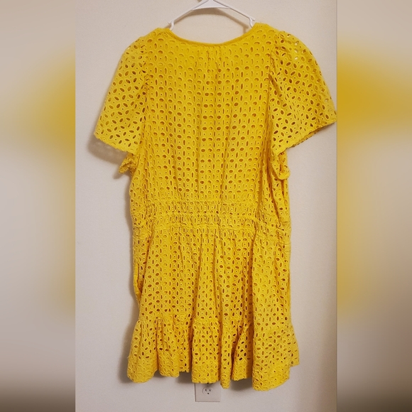 Anthropologie Somerset Canary Yellow Eyelet Mini Dress Size 2X Spring Easter - Picture 10 of 10